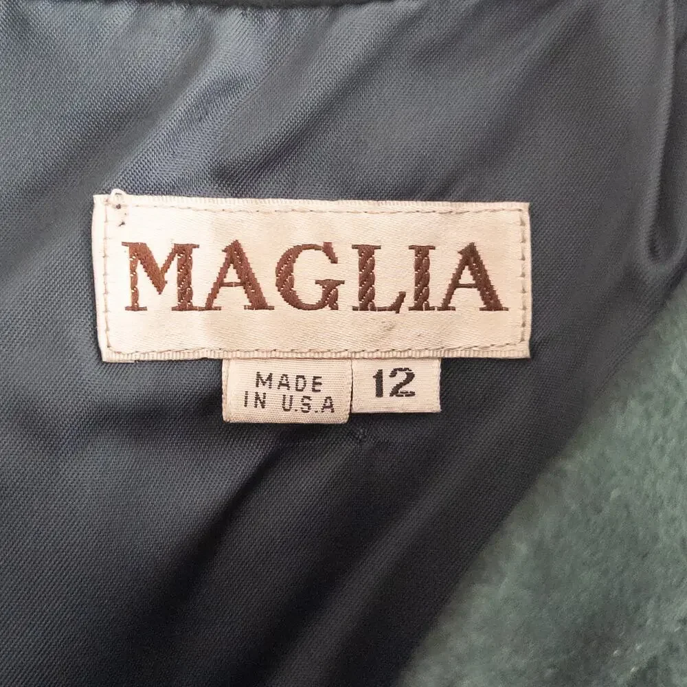 Maglia Vintage Size 12 Green Suede Leather Midi Skirt USA